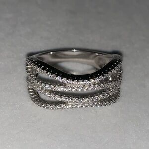 NVC 925 Sterling Silver Blingy Pave CZ Layered Statement Ring Size 8